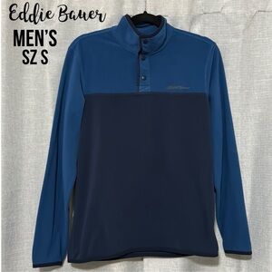 Men’s Eddie Bauer Fleece 3 Snap Pullover-Sz S-Blue-Polyester-GUC